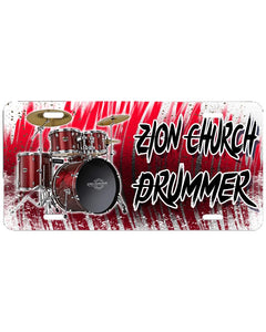 F055 Digitally Airbrush Painted Personalized Custom Drum Set Music    Auto License Plate Tag