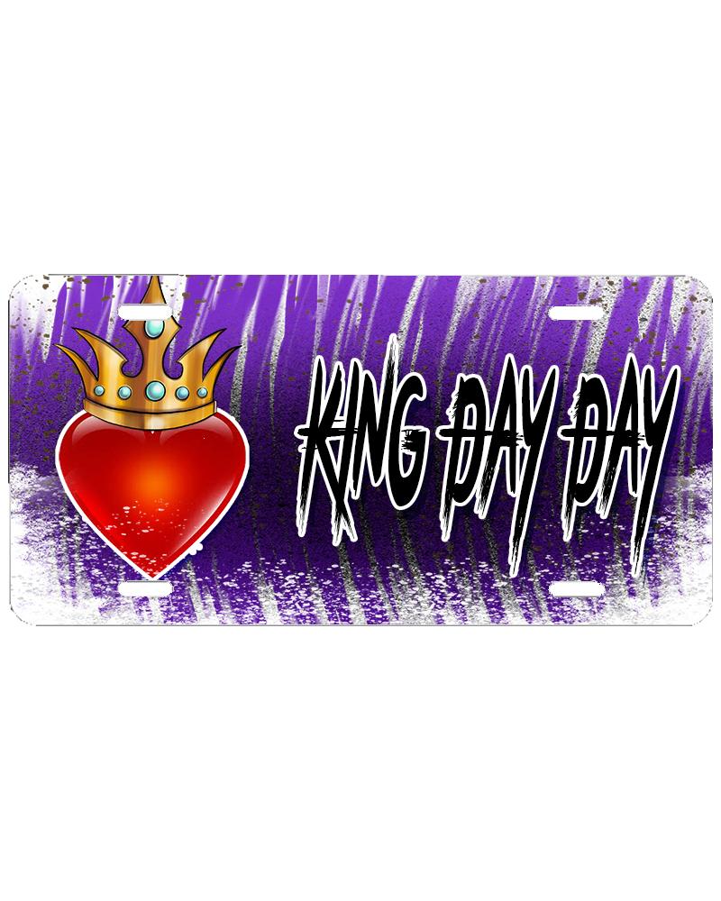 F057 Digitally Airbrush Painted Personalized Custom Heart Crown King Queen    Auto License Plate Tag