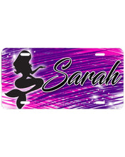 F061 Digitally Airbrush Painted Personalized Custom Mermaid silhouette    Auto License Plate Tag