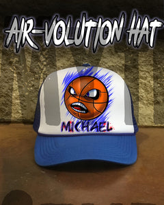G004 Personalized Airbrush Basketball Snapback Trucker Hat Design Yours