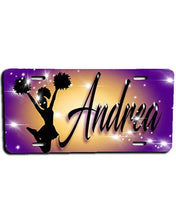 G011 Personalized Airbrush Cheer Pom Pom License Plate Tag Design Yours