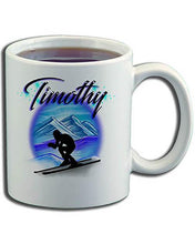 G015 Personalized Airbrush Skiing Ceramic Coffee Mug Design Yours