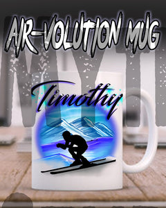 G015 Personalized Airbrush Skiing Ceramic Coffee Mug Design Yours