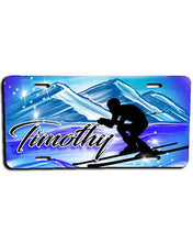 G015 Personalized Airbrush Skiing License Plate Tag Design Yours