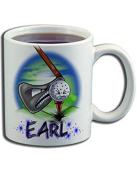 G016 Personalized Airbrush Golfing Ceramic Coffee Mug Design Yours