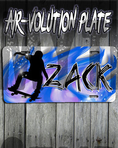 G024 Personalized Airbrush Skateboarding License Plate Tag Design Yours
