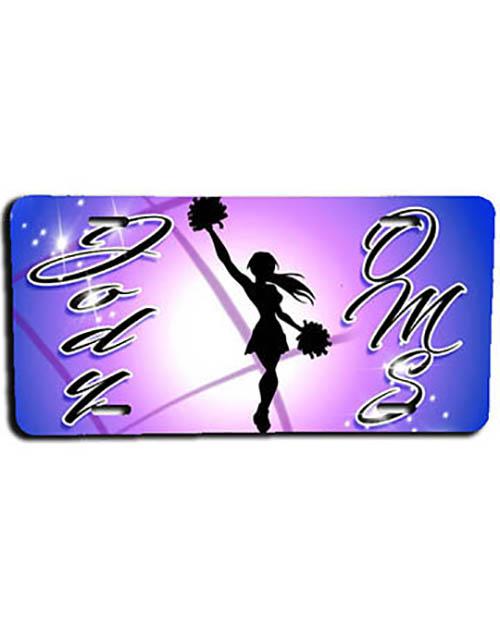 G026 Personalized Airbrush Cheer License Plate Tag Design Yours