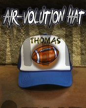 G030 Personalized Airbrush Football Snapback Trucker Hat Design Yours
