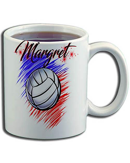 G031 Personalized Airbrush Volleyball Ceramic Coffee Mug Design Yours