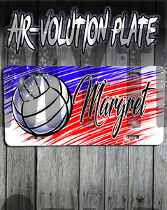 G031 Personalized Airbrush Volleyball License Plate Tag Design Yours