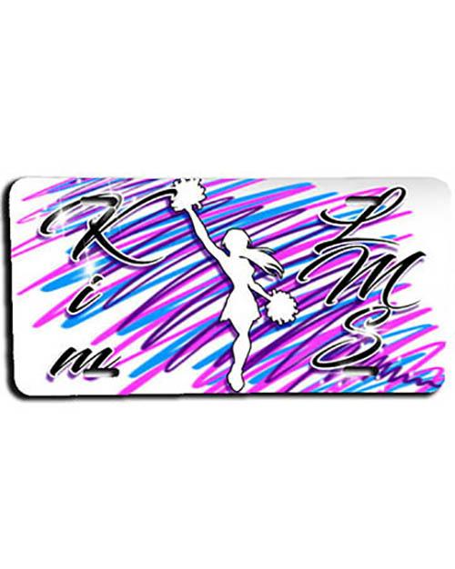 G033 Custom Airbrush Personalized Cheerleading License Plate Tag Design Yours