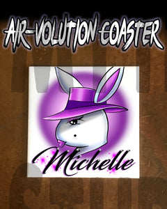 H016 Custom Airbrush Personalized Airbrush Play Girl Bunny Ceramic Coaster Design Yours