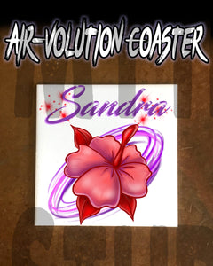 H019 Custom Airbrush Personalized Hibiscus Flower Ceramic Coaster Design Yours