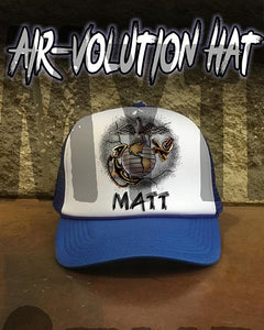 H041 Custom Airbrush Personalized EGA Marine Logo Snapback Trucker Hat Design Yours