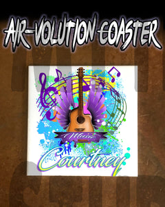 H047 Custom Airbrush Personalized Guitar Music Notes Ceramic Coaster Design Yours