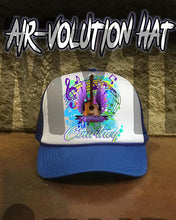 H047 Custom Airbrush Personalized Guitar Music Notes Snapback Trucker Hat Design Yours
