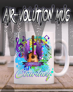 H047 Custom Airbrush Personalized Guitar Music Notes Ceramic Coffee Mug Design Yours