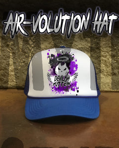 H050 Custom Airbrush Personalized Devil Kitten Logo Snapback Trucker Hat Design Yours