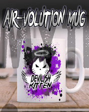 H050 Custom Airbrush Personalized Devil Kitten Ceramic Coffee Mug Design Yours