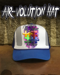 H051 Custom Airbrush Personalized Autism Logo Snapback Trucker Hat Design Yours