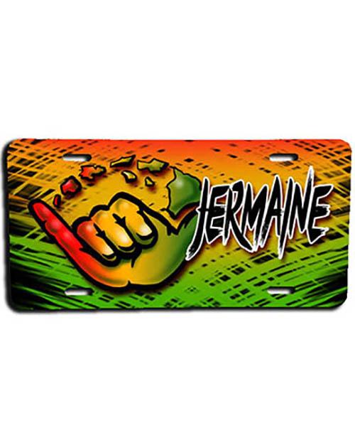H053 Custom Airbrush Personalized Shaka Logo License Plate Tag Design Yours