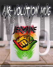 H053 Custom Airbrush Personalized Shaka Logo Ceramic Coffee Mug Design Yours