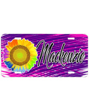 H057 Digitally Airbrush Painted Personalized Custom Sunflower    Auto License Plate Tag
