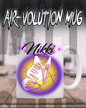 I001 Personalized Airbrush Butterfly Ceramic Coffee Mug Design Yours