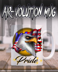 I003 Personalized Airbrush American Flag Bald Eagle Ceramic Coffee Mug Design Yours