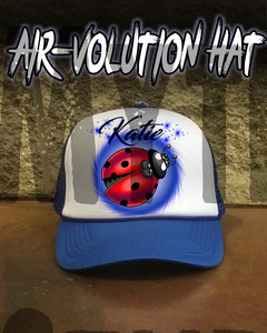 I007 Personalized Airbrush Ladybug Snapback Trucker Hat Design Yours