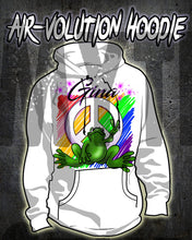 I009 Personalized Airbrush Peace Frog Hoodie Sweatshirt Design Yours
