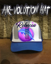 I010 Personalized Airbrush Dolphin Snapback Trucker Hat Design Yours
