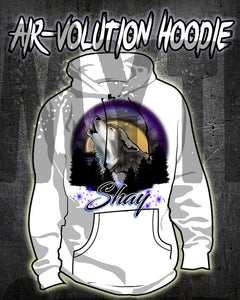 I011 Personalized Airbrush Howling Wolf Hoodie Sweatshirt Design Yours