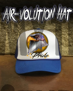 I013 Personalized Airbrush American Flag Bald Eagle Snapback Trucker Hat Design Yours