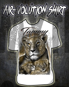 I014 Personalized Airbrush Tiger and cub Tee Shirt Design Yours