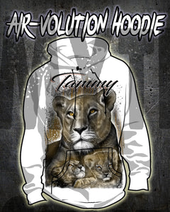 I014 Personalized Airbrush Tiger and Cubs Hoodie Sweatshirt Design Yours