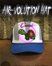 I017 Personalized Airbrush Turtle Snapback Trucker Hat Design Yours