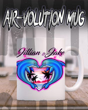 I018 Personalized Airbrush Dolphin Heart Ceramic Coffee Mug Design Yours