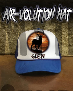 I019 Personalized Airbrush Deer Hunting Snapback Trucker Hat Design Yours
