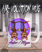 I023 Personalized Airbrush Best Friend Monkeys Ceramic Coffee Mug Design Yours