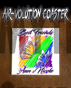 I024 Personalized Airbrush Best Friend Butterflies Ceramic Coaster Design Yours