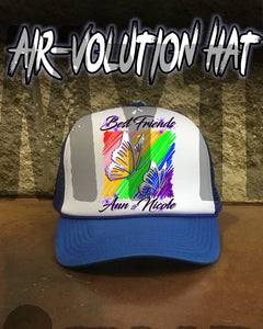 I024 Personalized Airbrush Best Friend Butterflies Snapback Trucker Hat Design Yours