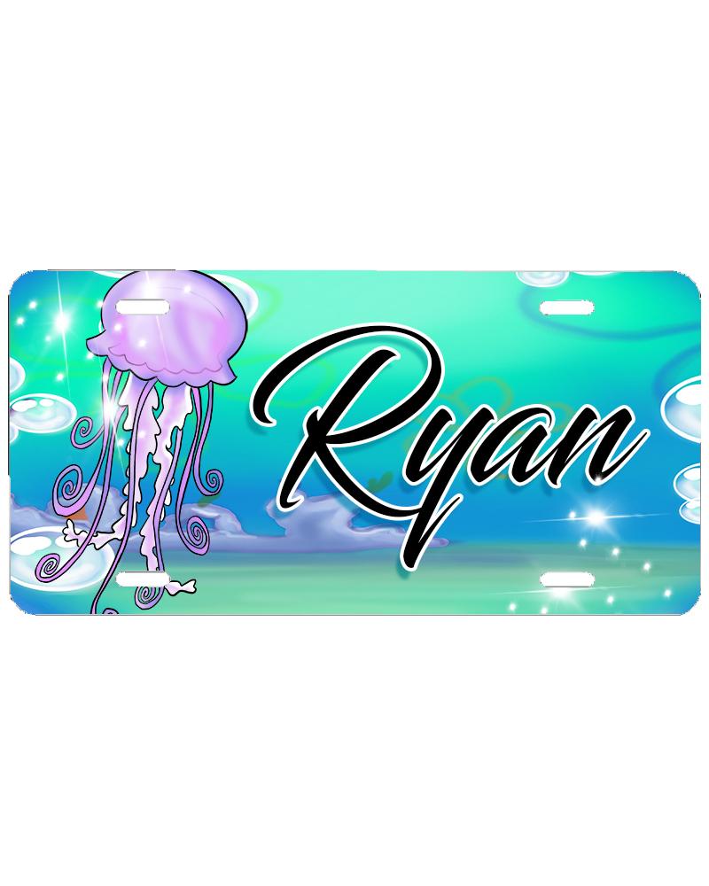I038 Digitally Airbrush Painted Personalized Custom Jellyfish    Auto License Plate Tag