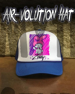 LB005 Personalized Airbrush Cartoon Rabbit Snapback Trucker Hat Design Yours