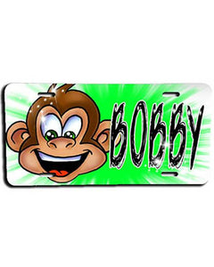 LB008 Personalized Airbrush Monkey License Plate Tag Design Yours