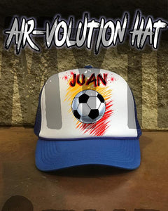 LG003 Custom Airbrush Personalized Soccer Ball Snapback Trucker Hat Design Yours