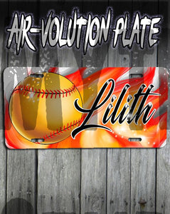 LG004 Custom Airbrush Personalized Softball License Plate Tag Design Yours