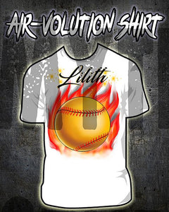 LG004 custom personalized airbrush Softball Fire bat Tee Shirt Design Yours
