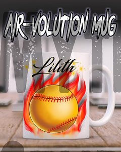 LG004 Custom Airbrush Personalized Softball Ceramic Coffee Mug Design Yours