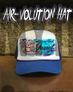PT006 Personalized Airbrush Your Photo On a Snapback Trucker Hat Design Yours